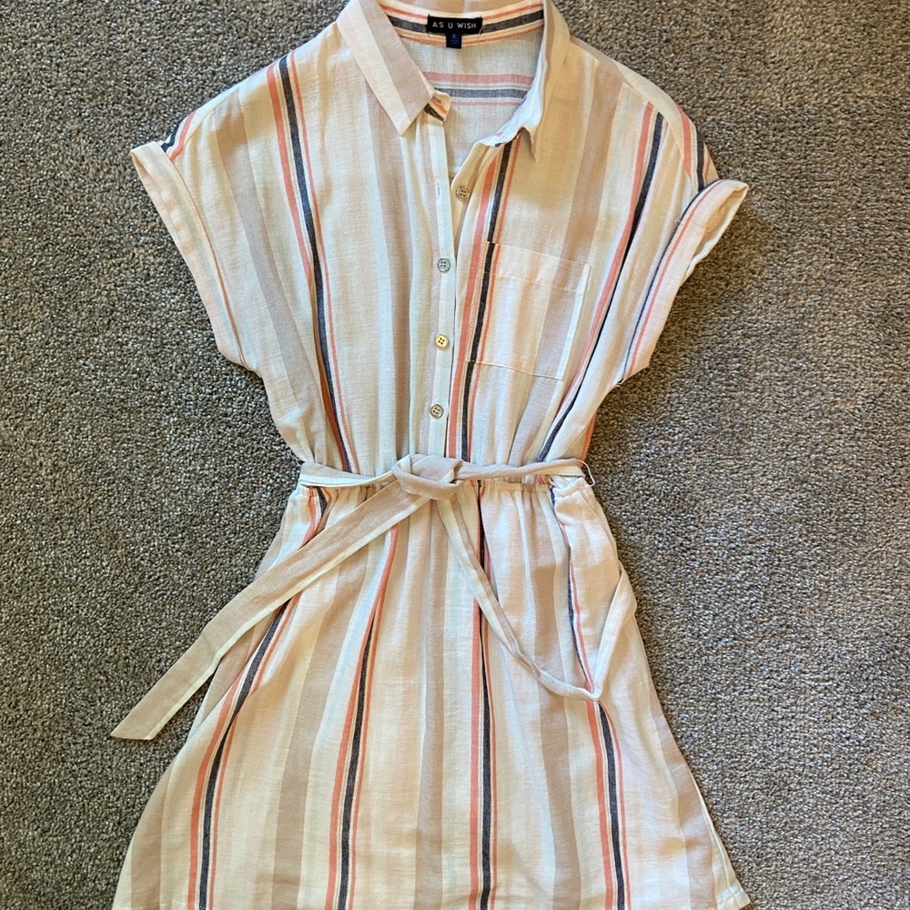 AS U WISH striped multicolor dress with front tie